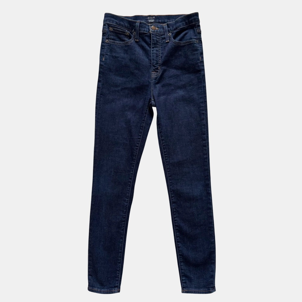 J. Crew High-Rise Skinny Jeans Dark Wash‎ Womens Sz 27 Blue Preppy Bodycon sleek